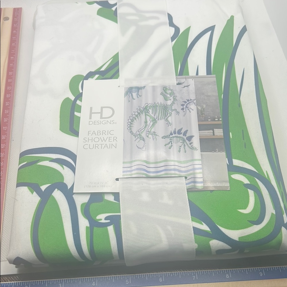 Dinosaur HD Designs Green and Blue Shower Curtain